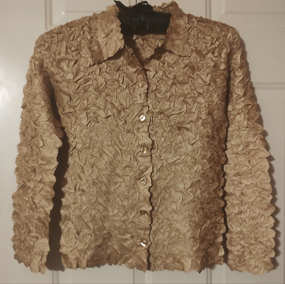 🔸⚜️🔸Stunning Vintage Gold Textured Evening Blouse - S - Picture 4 of 16